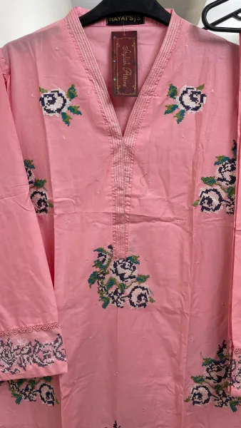 Pakistani Original Hayat Stitched Cotton Co-ords 2 Pcs _ Pink 